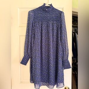 Boden Blue and White Long Sleeve Dress